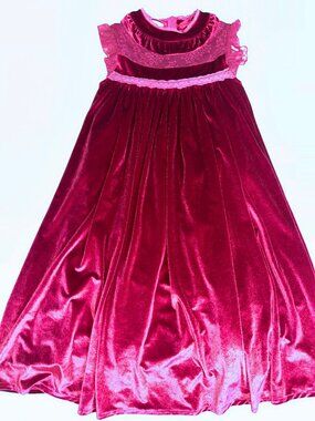 Just Couture Girls Velvet Lace Dress Raspberry Flutter Sleeve Holiday 10 #604